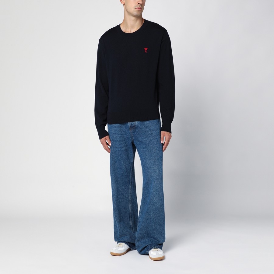 Ami Alexandre Mattiussi Pull Col Rond Ami Paris De Coeur In Black