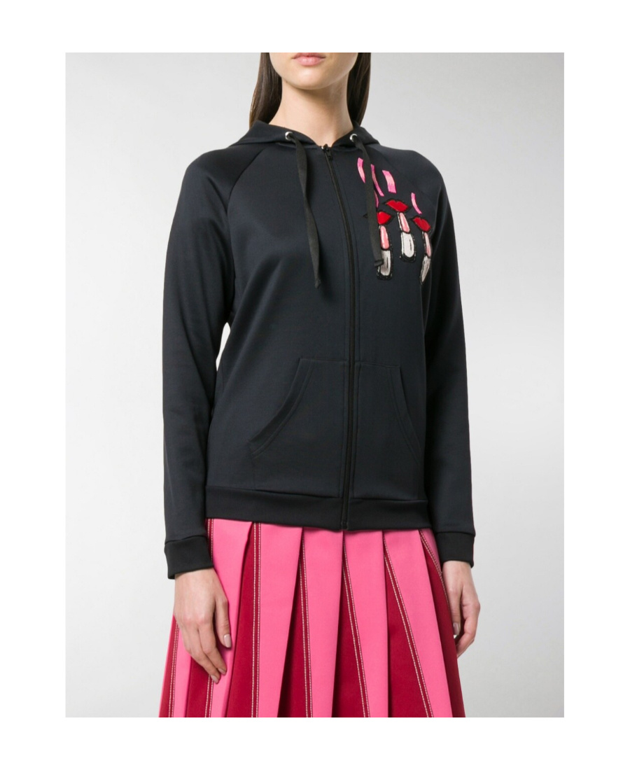 Valentino Zipper Hooded Casual Jacket In Black