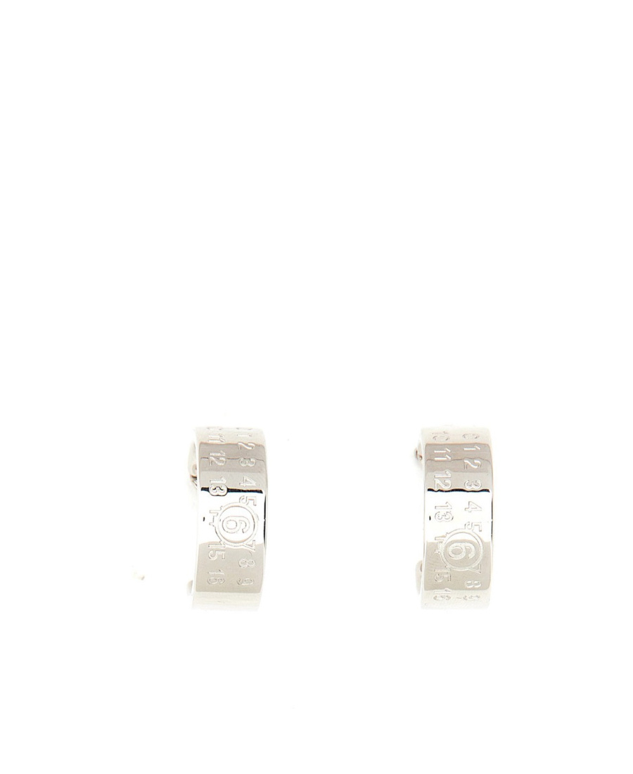 Mm6 Maison Margiela Logo Engraved Hoop Earrings In White
