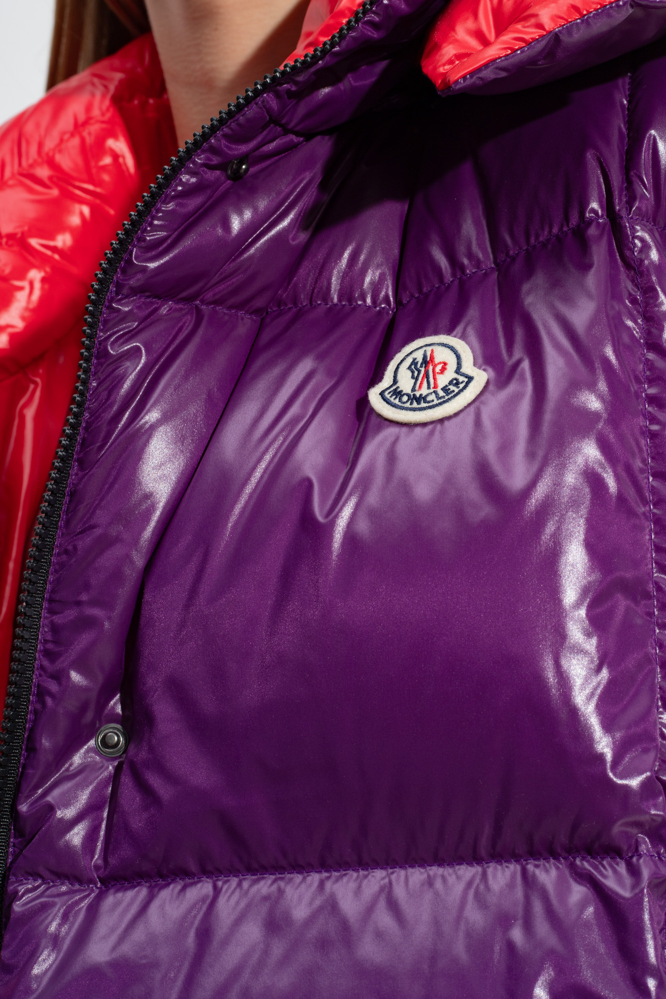 Moncler Luzule Logo-patch Padded Gilet In Purple