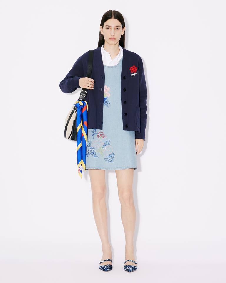 Kenzo ' Drawn Varsity' Embroidered Hooded Sweatshirt In Blue