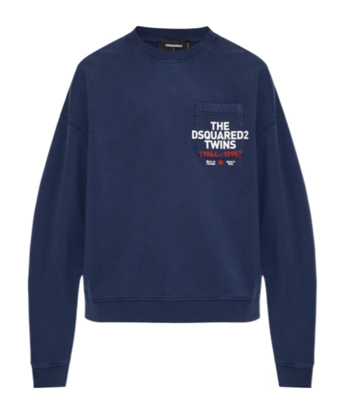 Dsquared2 Men's Round Neck Sweater With Front Pocket In Blue