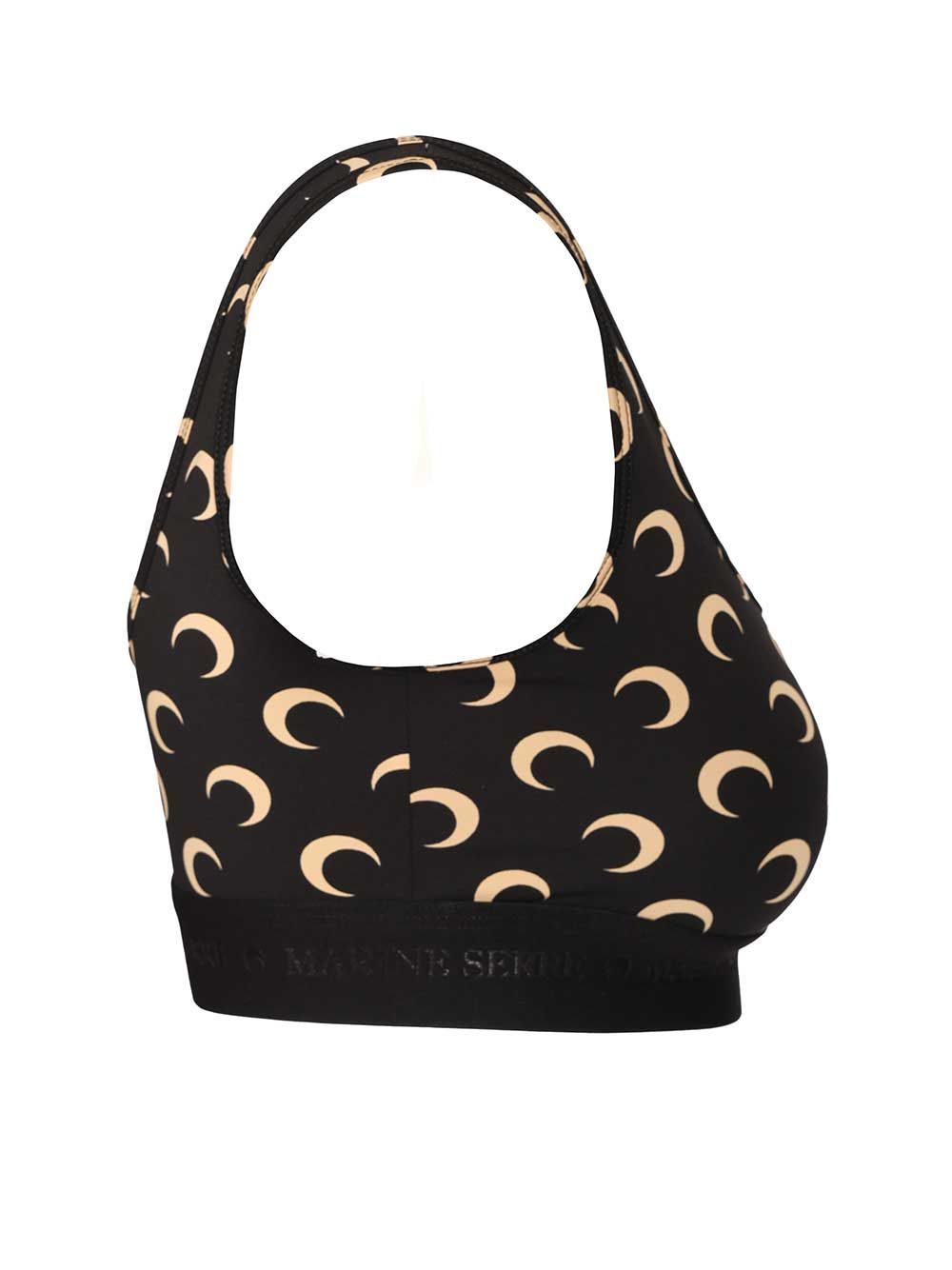 Marine Serre Fitted Underwear Top With Crescent Moon Pattern In Black