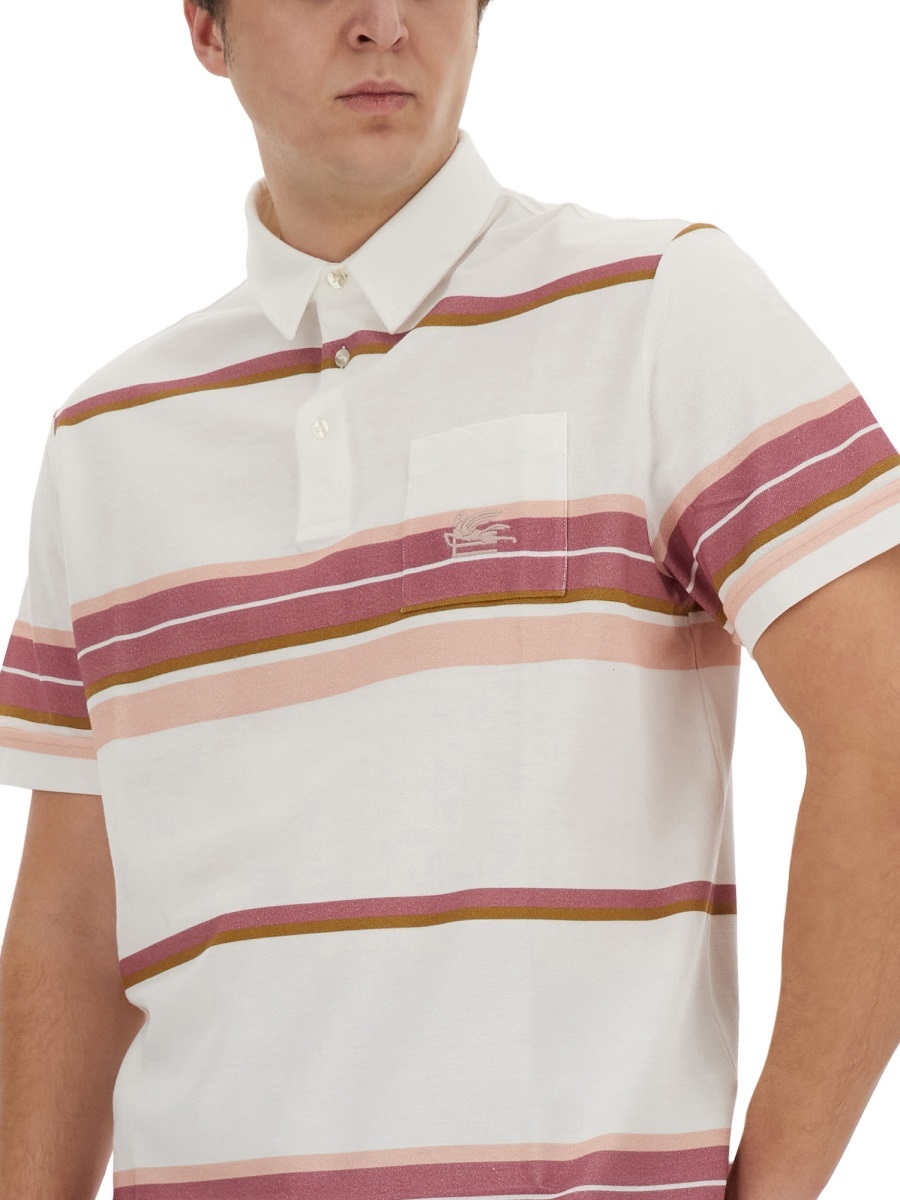 Etro Polo Shirt With Pegasus Embroidery In Multicolor