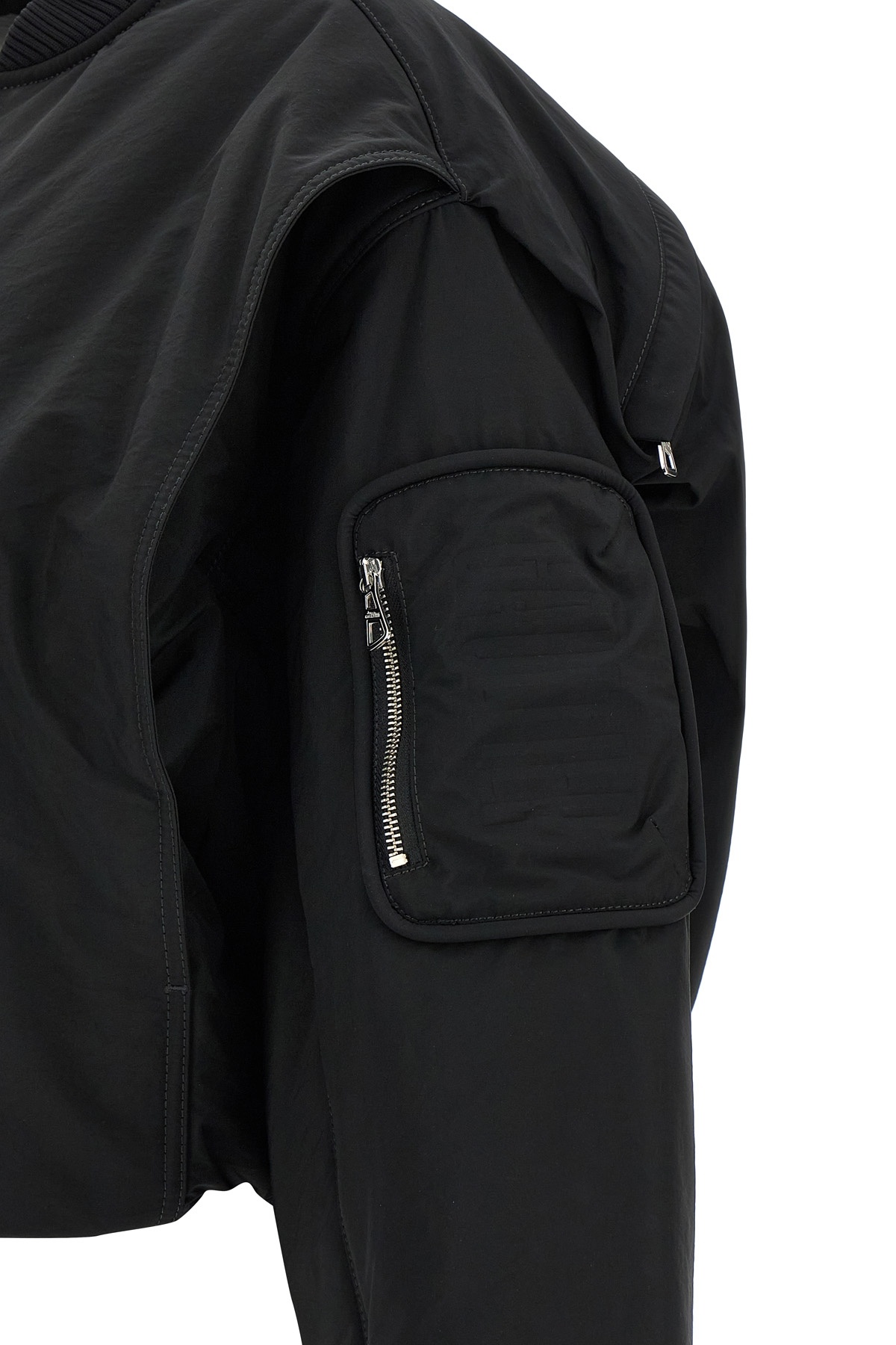 Jean Paul Gaultier Cropped Bomber With Hidden Hood Detail In Black