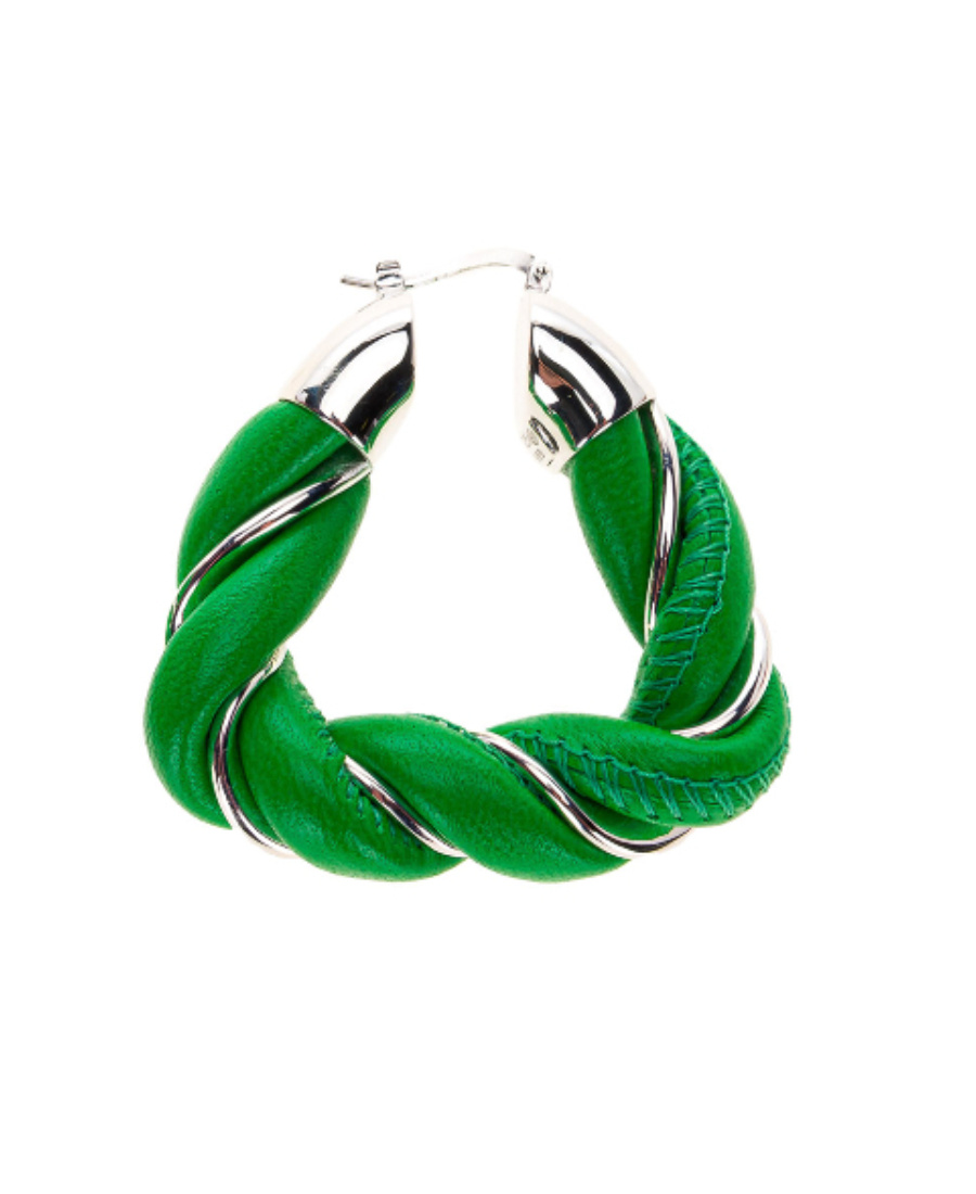Bottega Veneta Twisted Hoop Earrings In Green