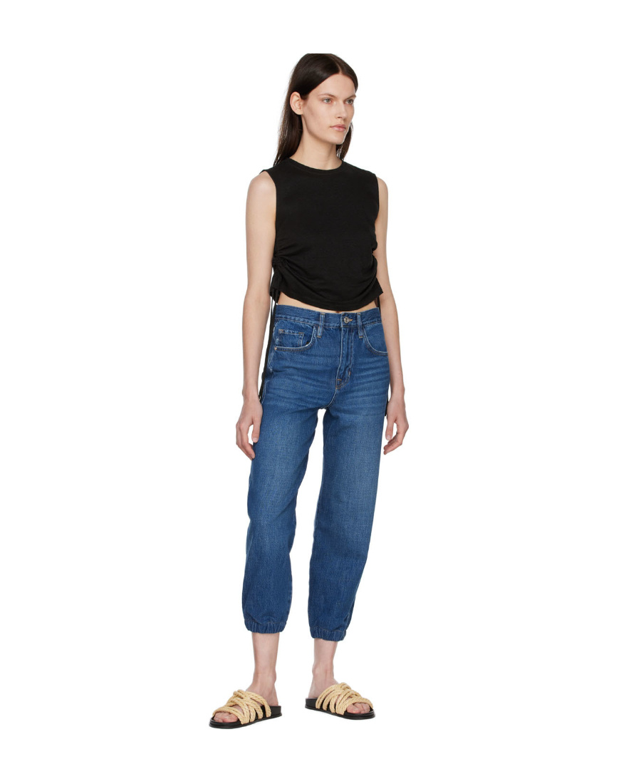 Frame Mid-rise Cropped Jeans In Blue