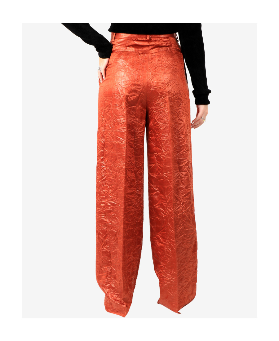 MSGM WIDE-LEG CRINKLED TROUSERS