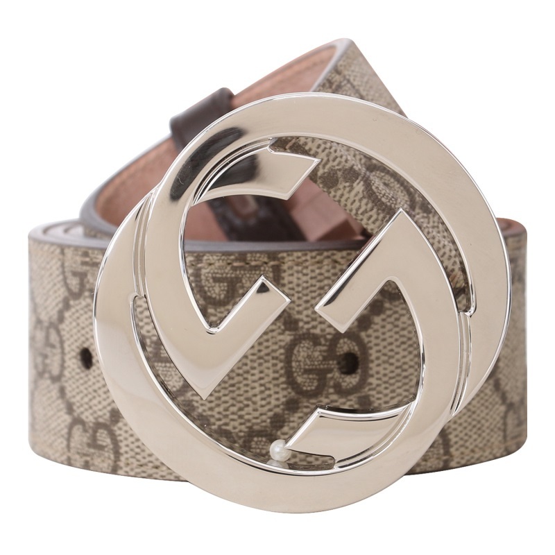 Gucci Gg Supreme Belt With G Buckle In Nude