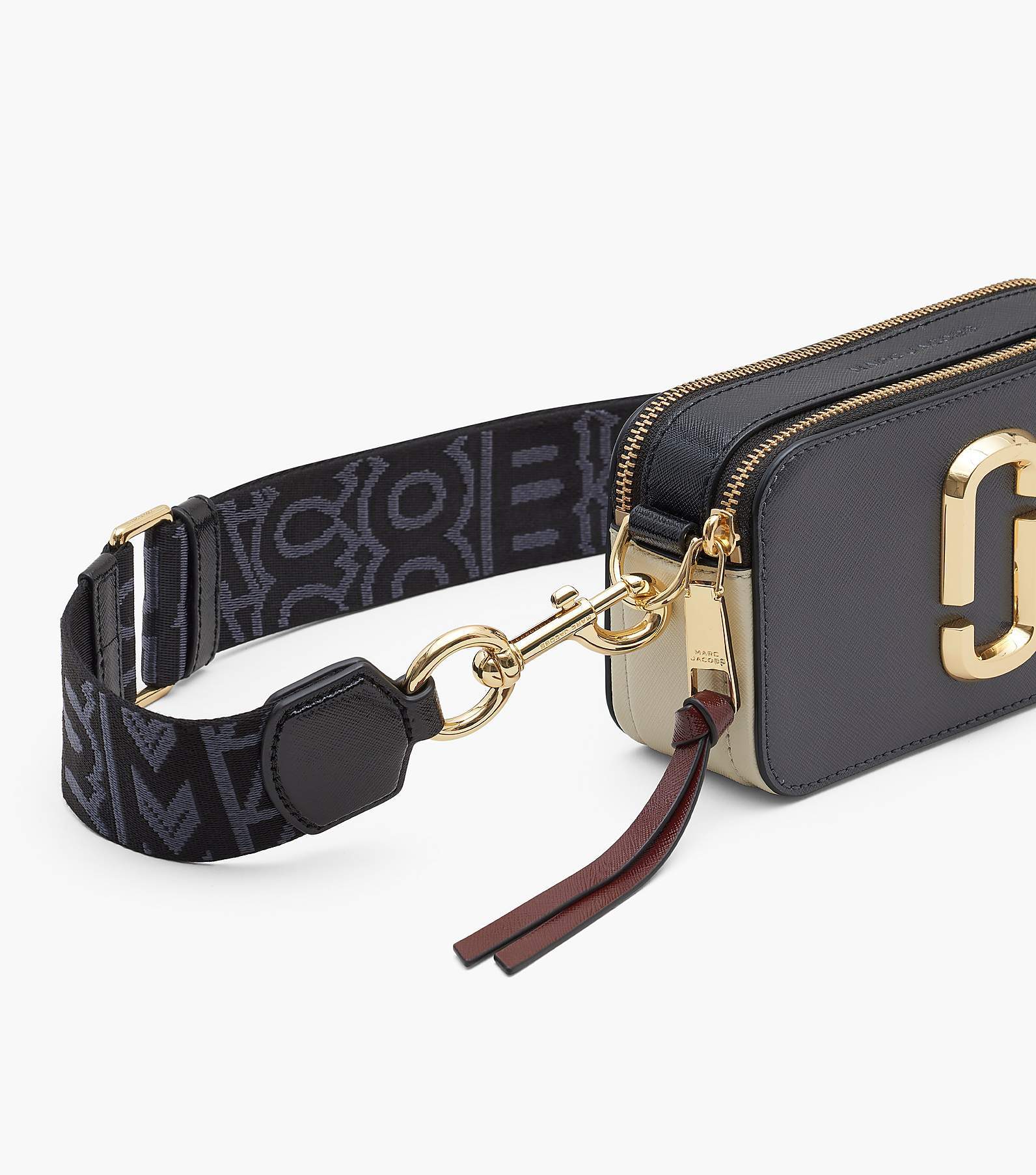 Marc Jacobs The Snapshot Logo Plaque Crossbody Bag In Gray