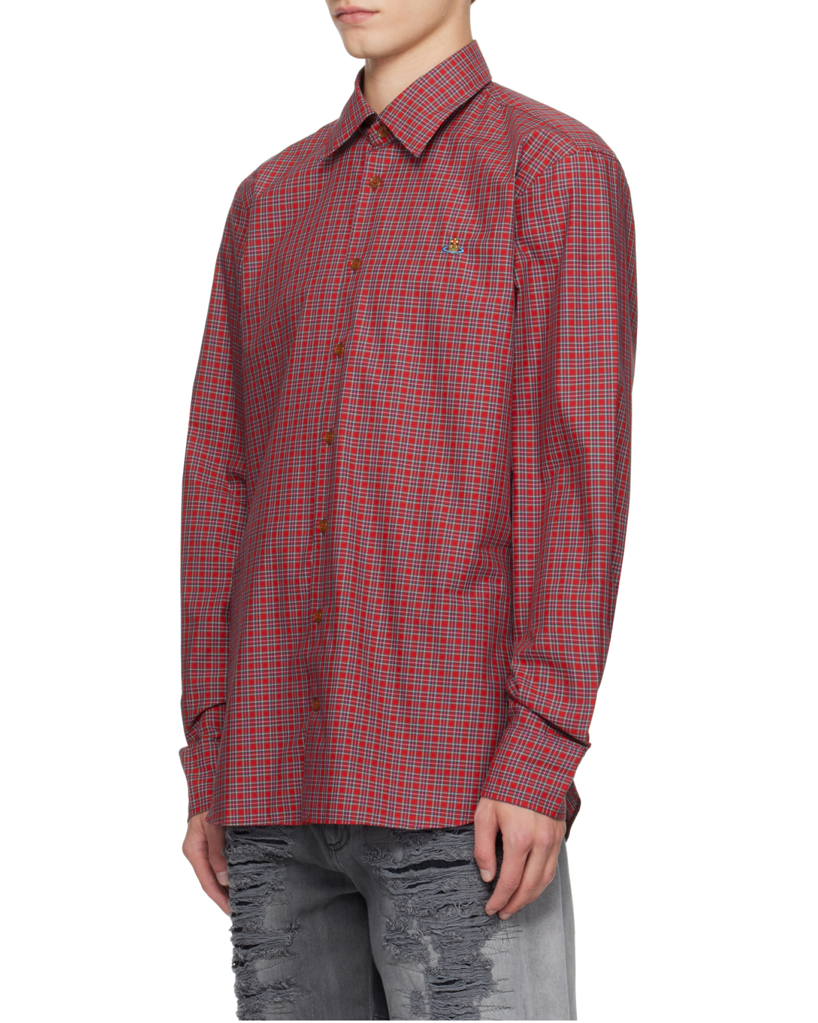 Vivienne Westwood Checked Long-sleeved Shirt In Red