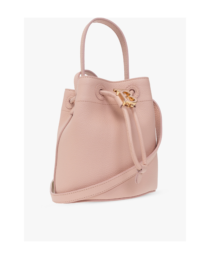 Burberry Mini Tb Leather Bucket Bag In Pink