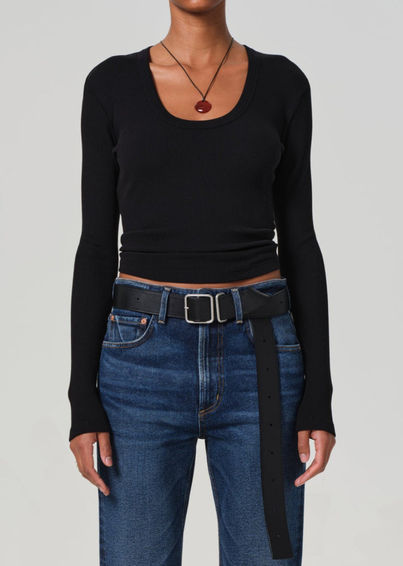 Citizen Of Humanity U-neck T-shirt In Black