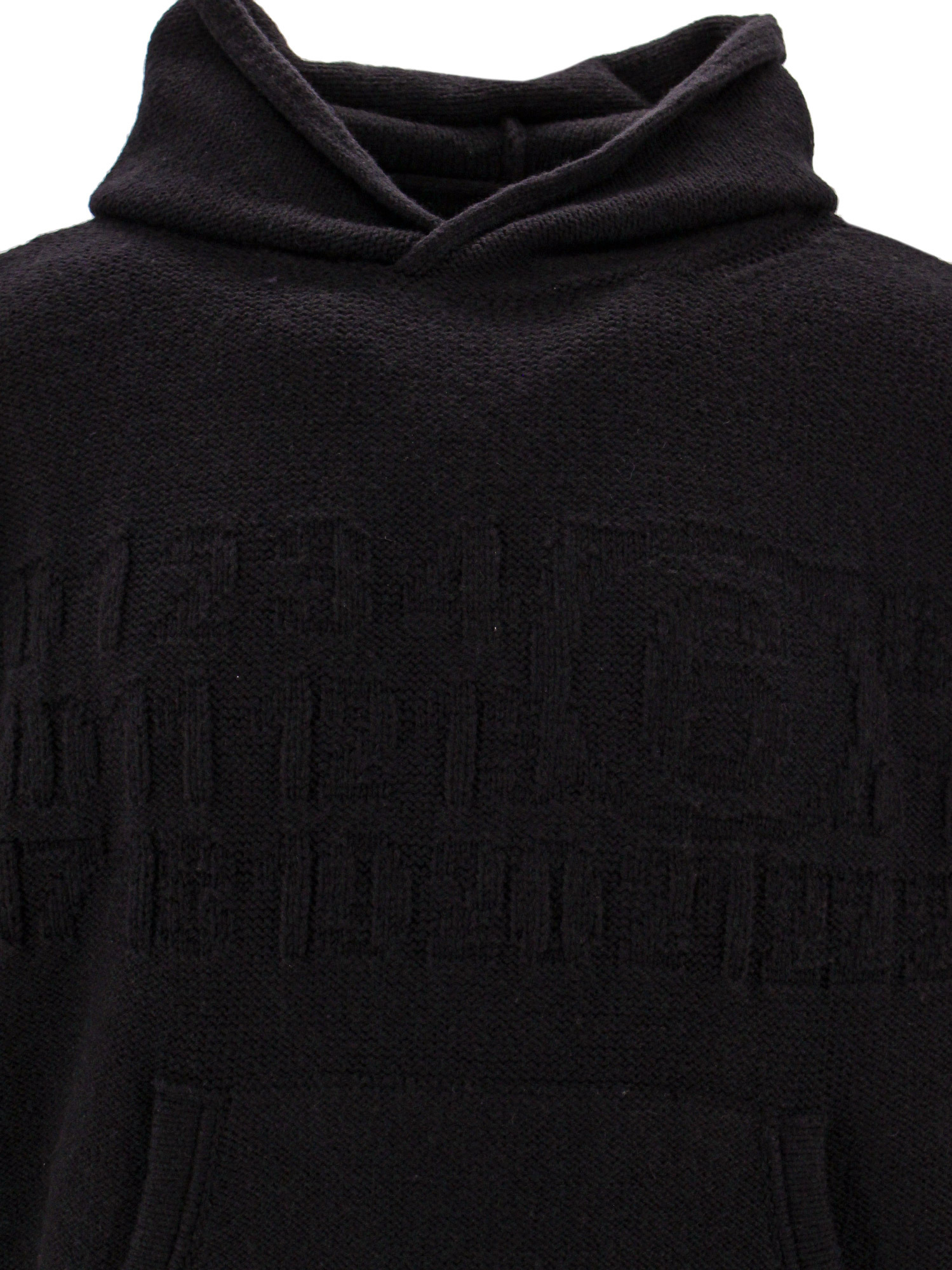 Mm6 Maison Margiela Wool Blend Hooded Sweatshirt With Embroidered Detail In Black