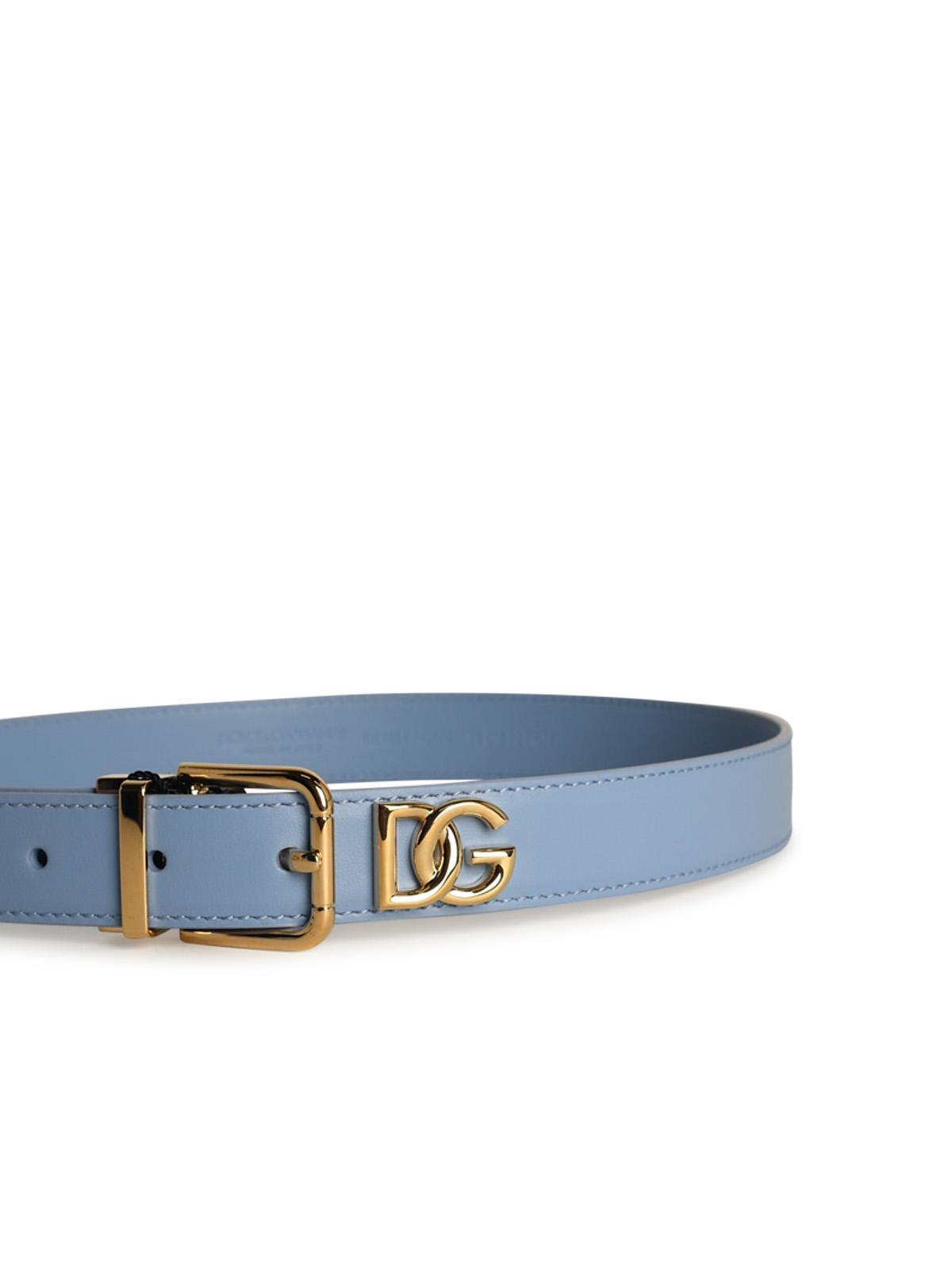 Dolce & Gabbana Dolce Gabbana Dg Logo Plaque Buckle Belt In Blue