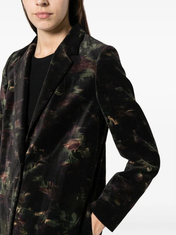 Dries Van Noten Rida Floral Jacquard Double Breast Coat In Black