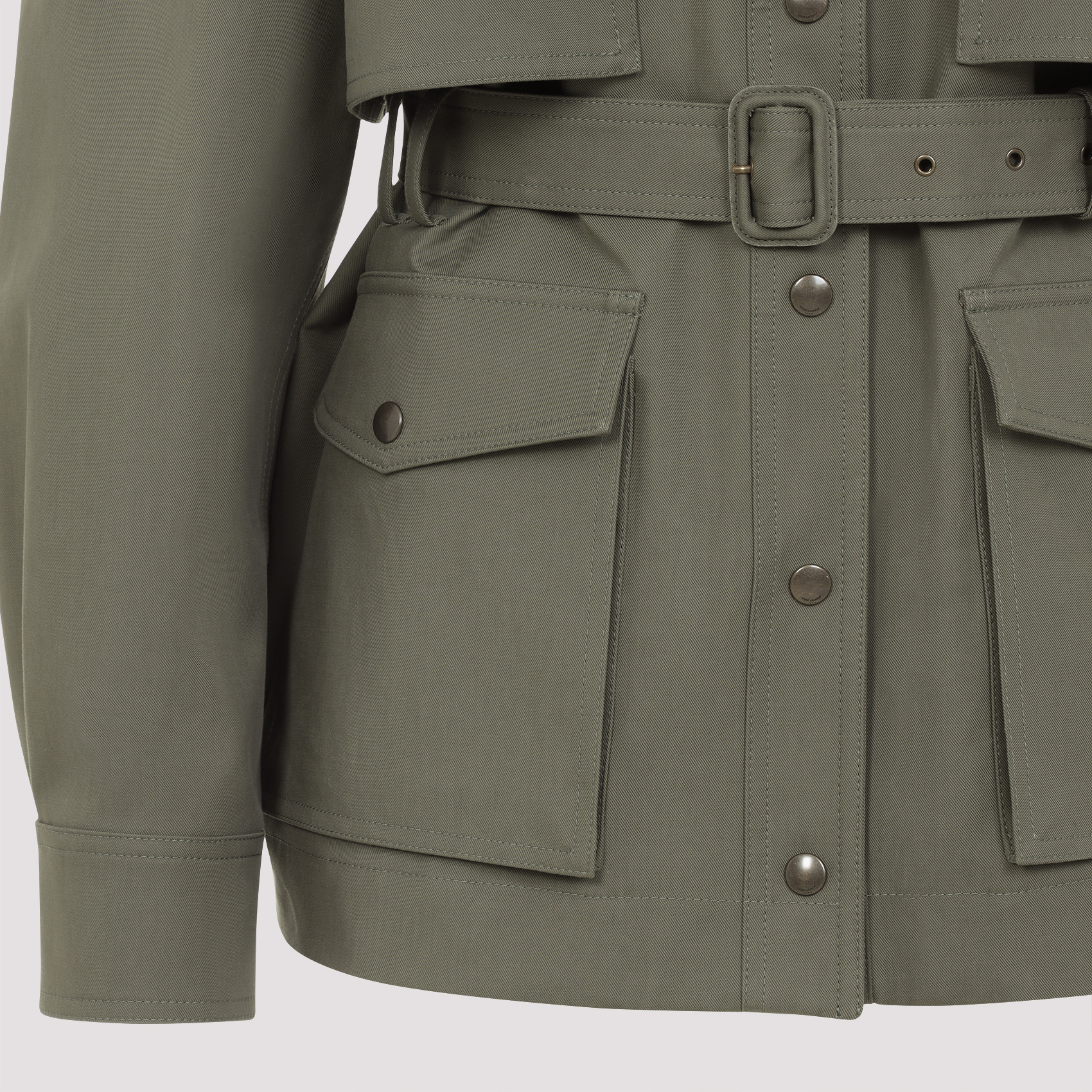 Saint Laurent Utility Cotton Jacket With Flap Pockets In Green