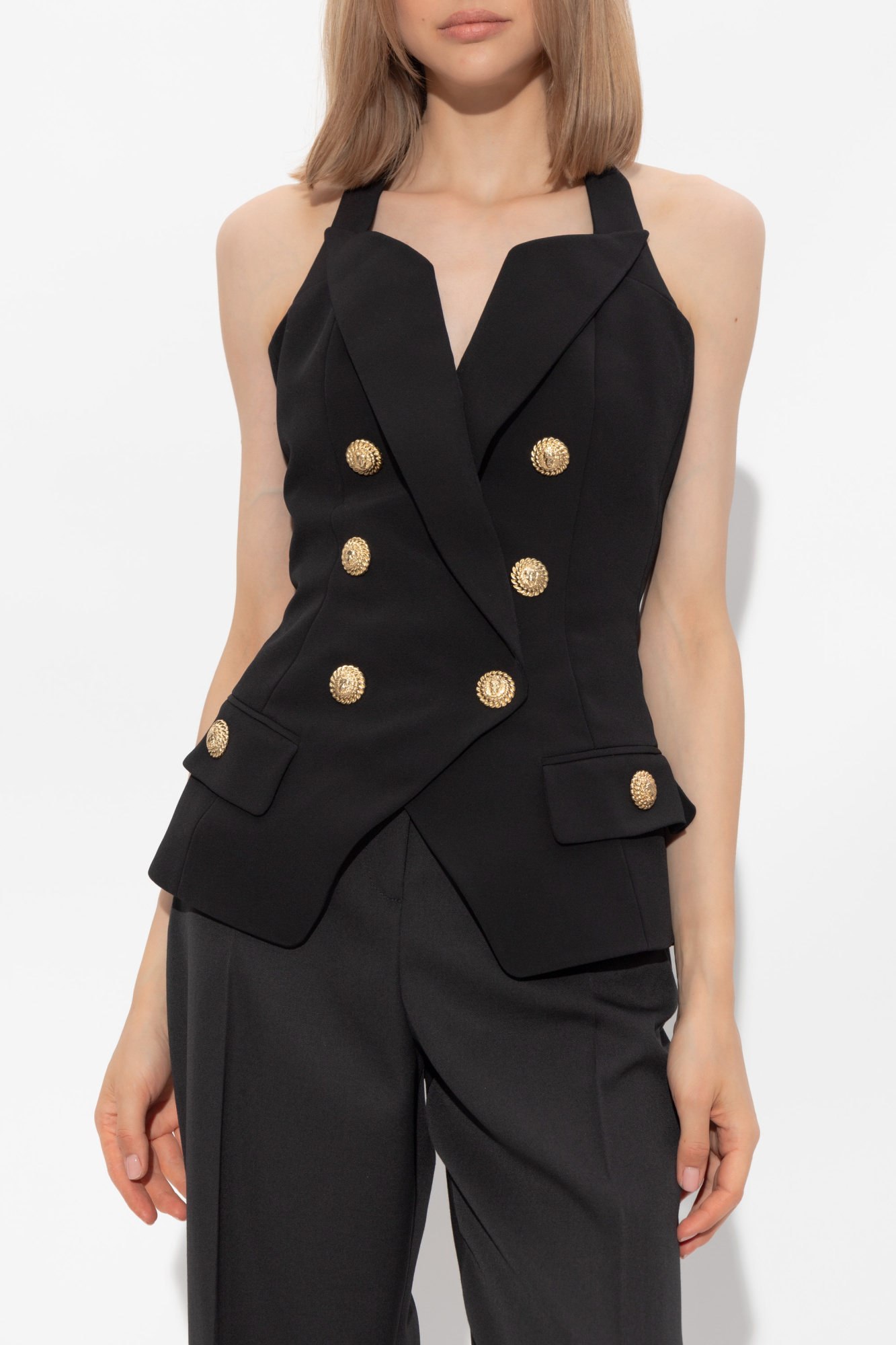 BALMAIN STRUCTURED CREPE TOP