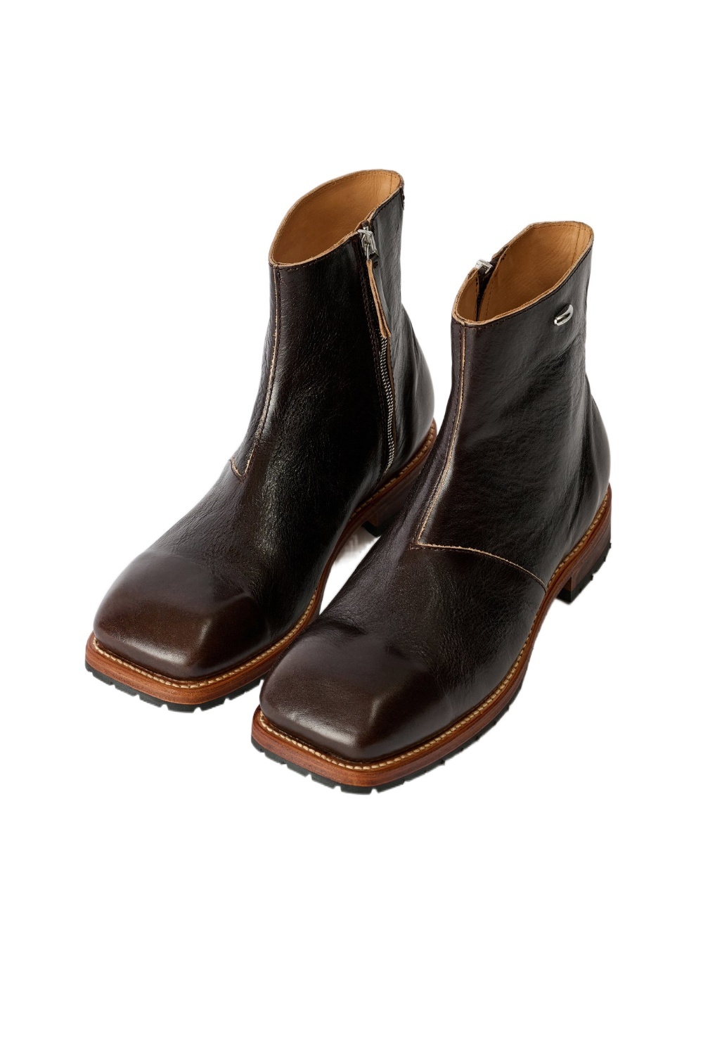 Our Legacy Square Toe Ankle Boots In Brown