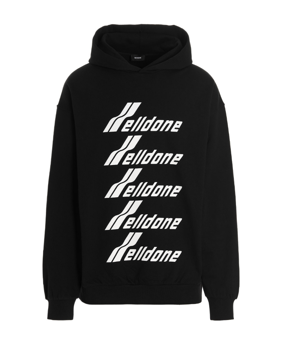 We11 Done Multiple Front Logo Hoodie In Black