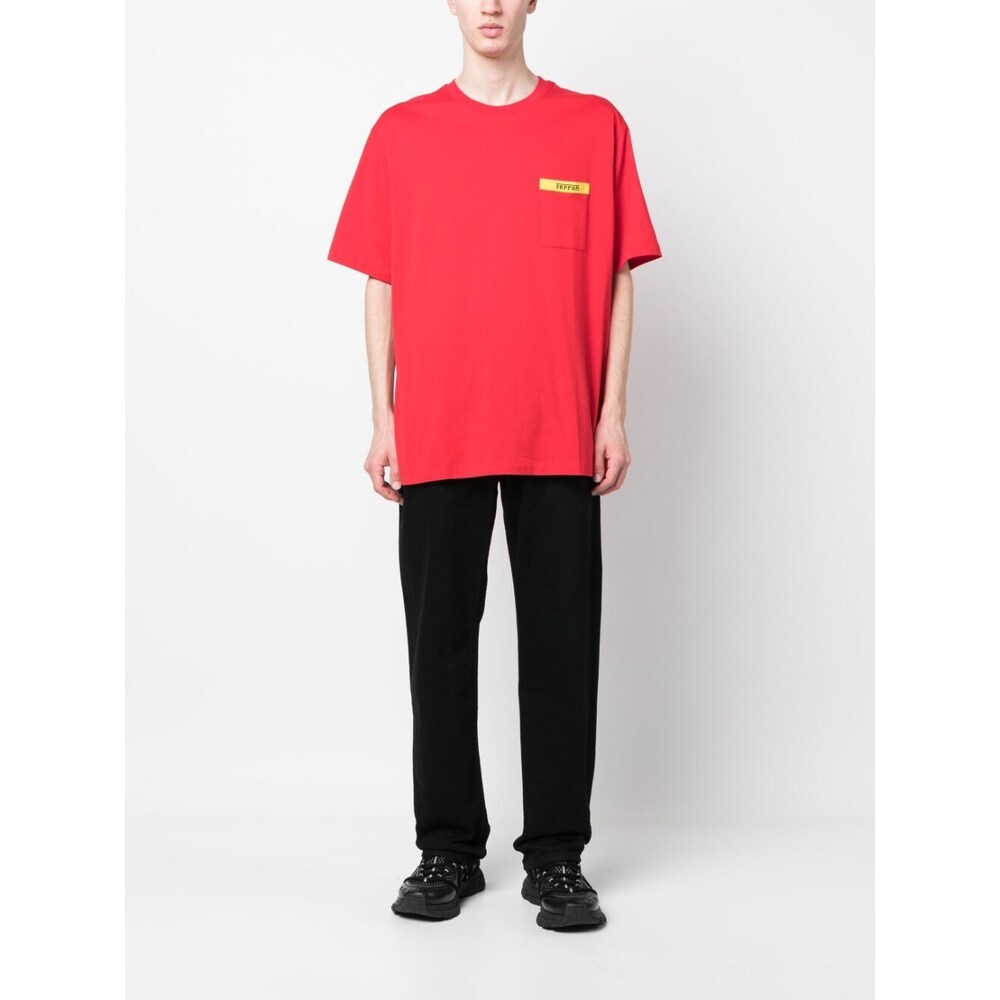 Ferrari Logo-print Crew-neck T-shirt In Red