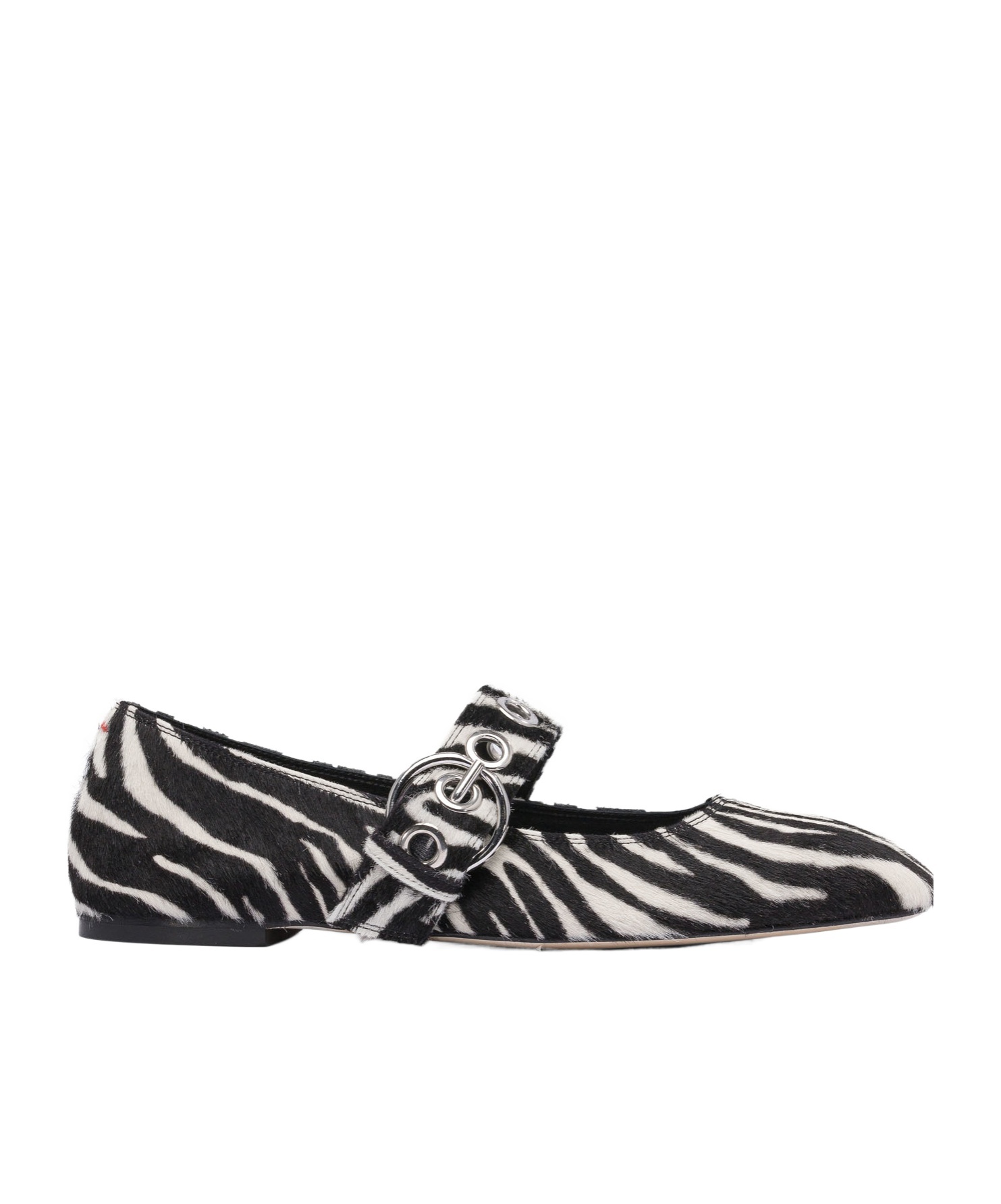 Aeyde Buckle Detail Zebra Pattern Ballerina Shoes