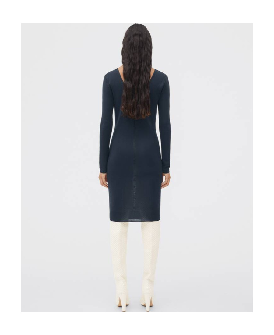 Bottega Veneta Silk Dress With Logo In Black