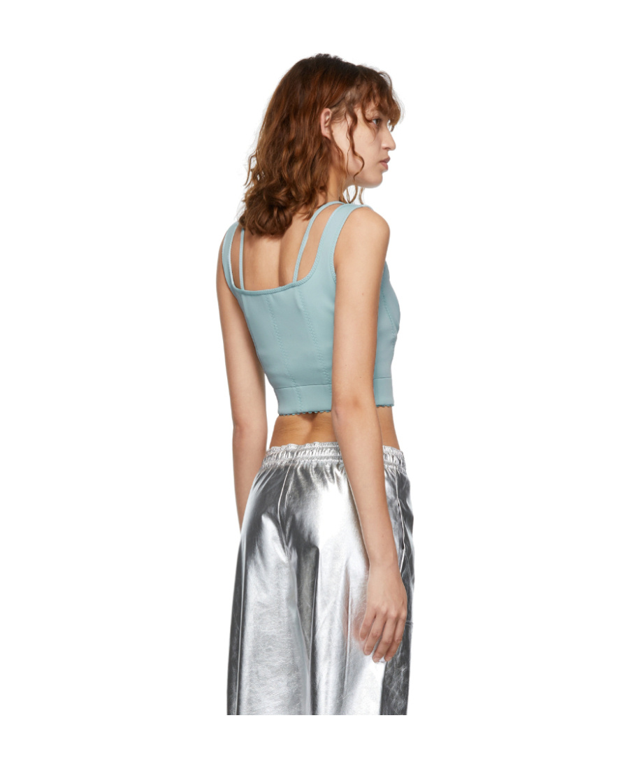 Stella Mccartney Scuba Zip Corset Top In Gray