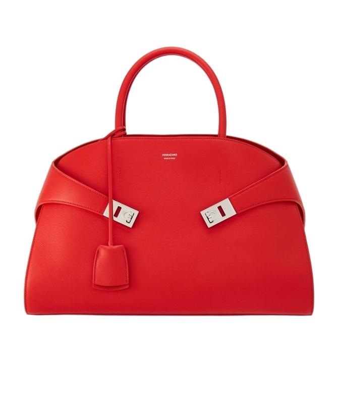 Ferragamo Hug Small Leather Top Handle Bag In Red