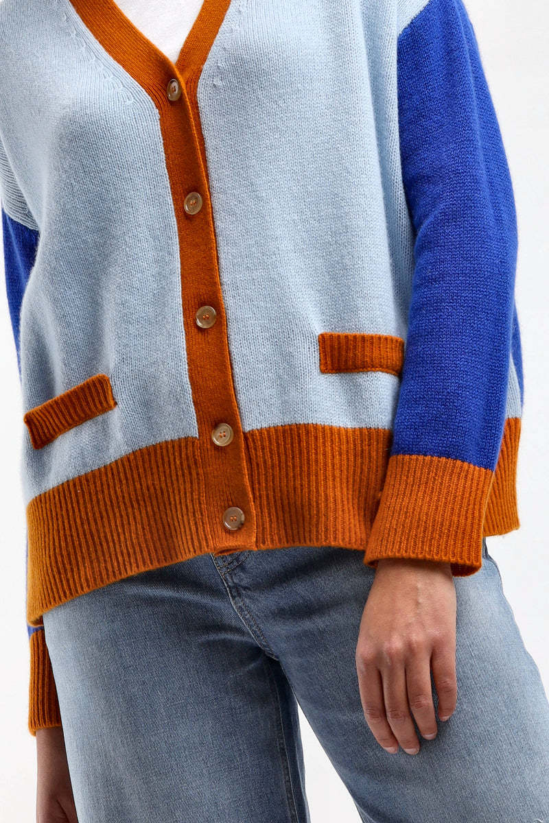 Marni Contrasting-trim Knit Cardigan In Blue