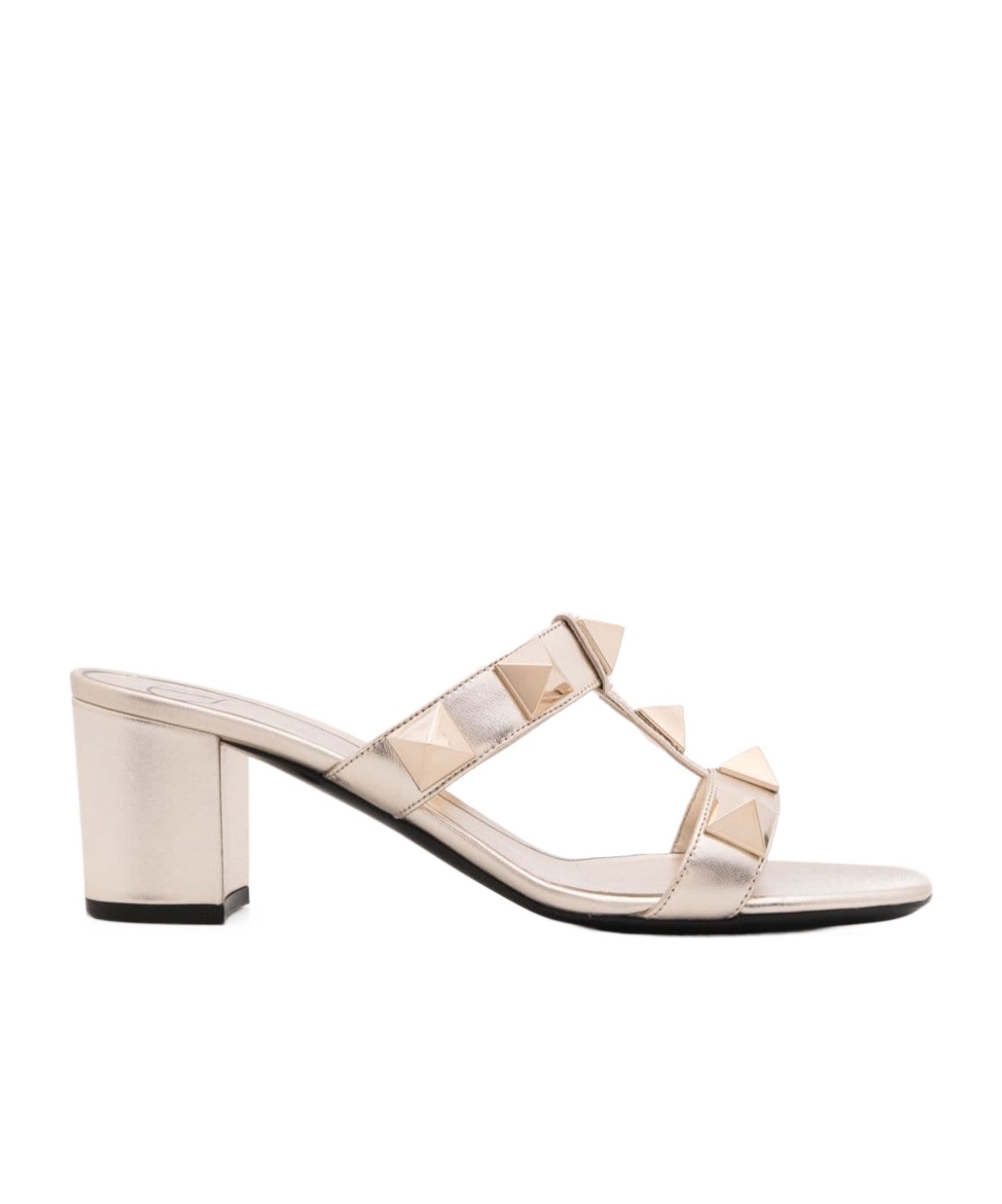 Valentino Roman Stud Metallic Sandals In Nude