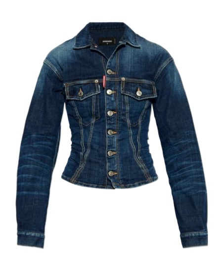 Dsquared2 Stretch Denim Bustier Jacket In Blue