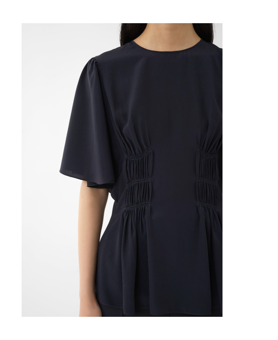 Chloé Drape-detailed Crewneck Top In Black