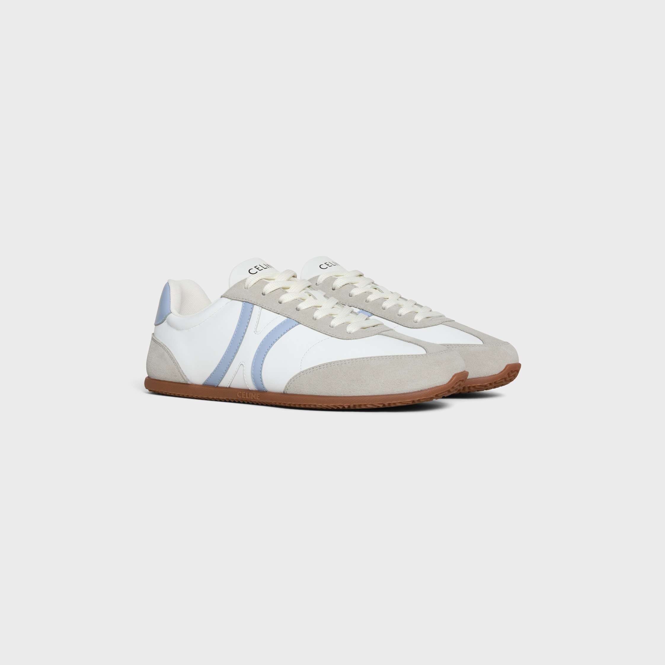 Celine Jogger - Low Lace-up Sneaker In Calfskin And Suede Calfskin In White