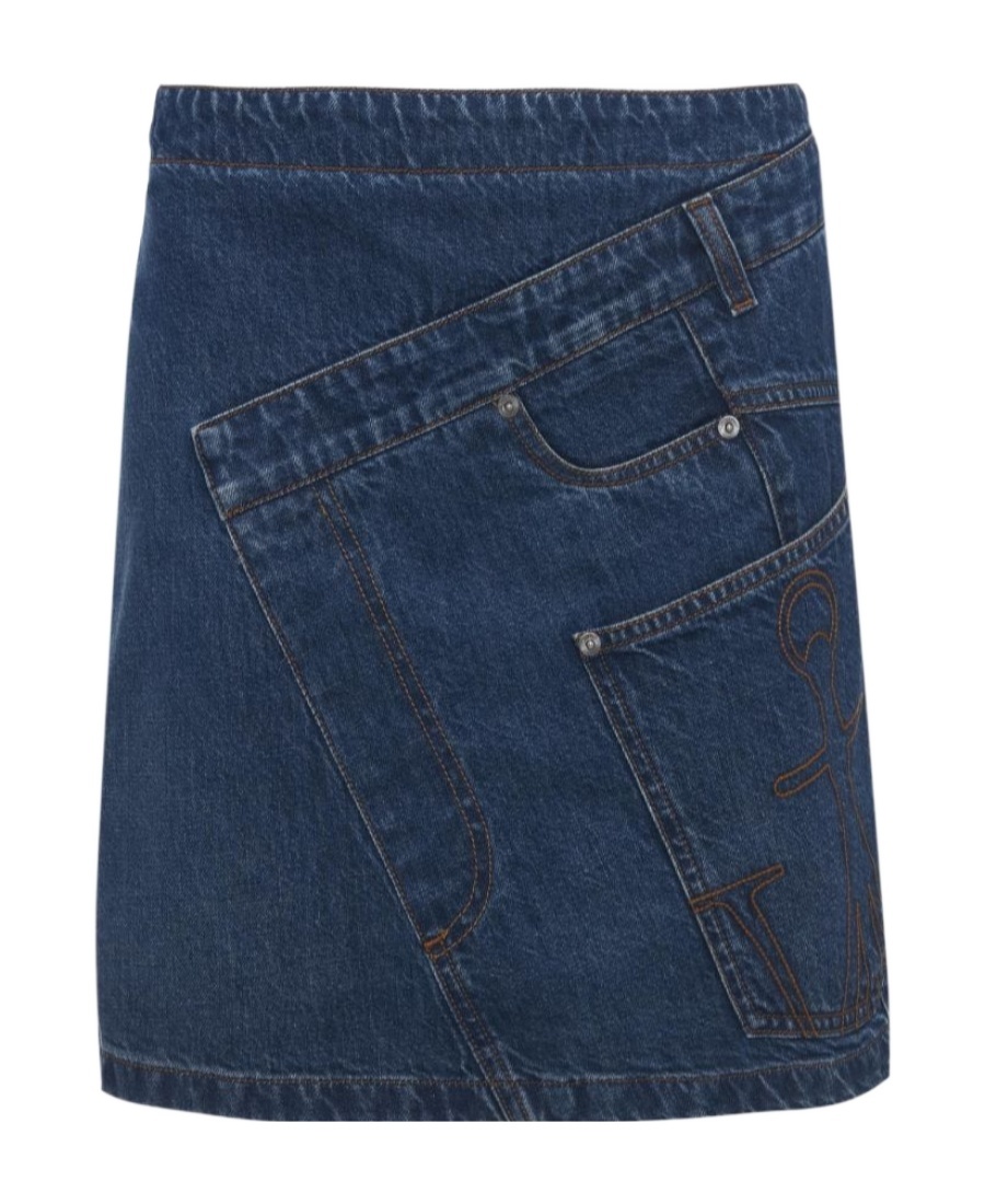 Jw Anderson Twisted Mini Denim Skirt In Blue