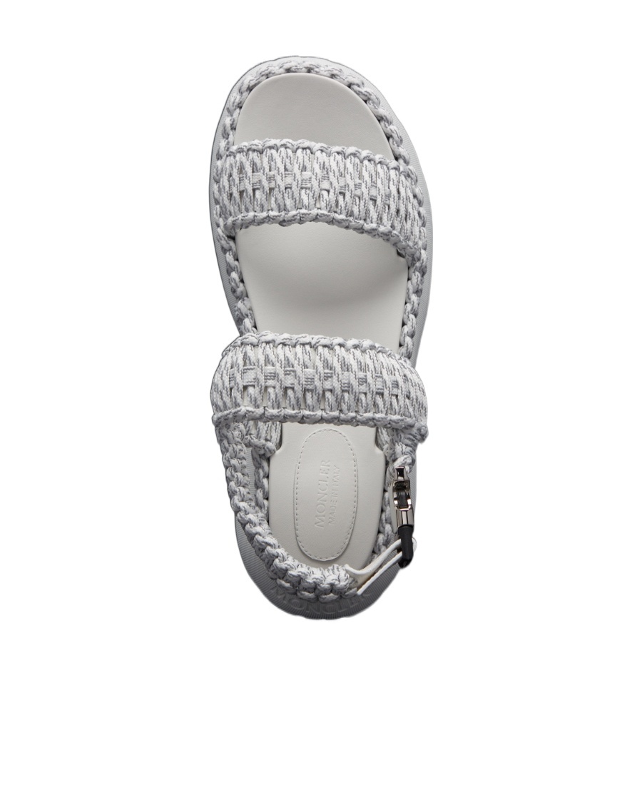 Shop Moncler Belay Woven Sandals In White