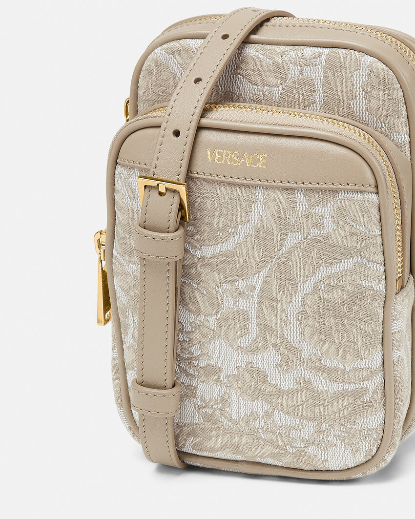 Versace Barocco Athena Zip-up Crossbody Bag In Nude