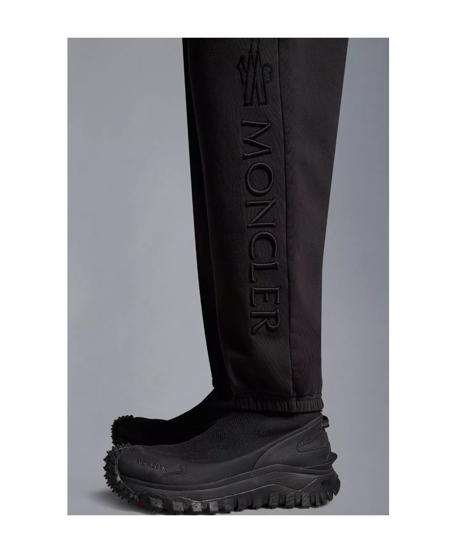 Moncler Logo-embroidered Cotton Track Pants In Black