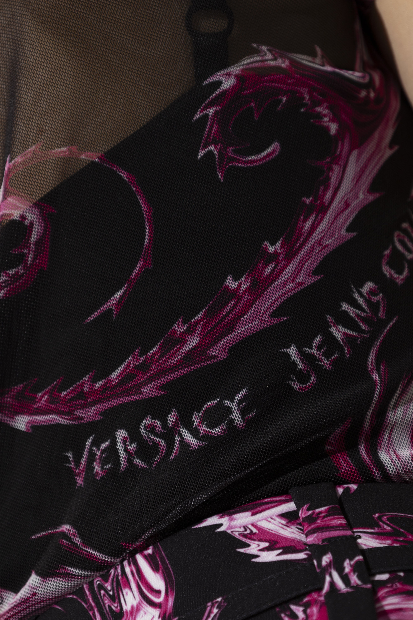Versace Jeans Barocco-print Crop Top In Black