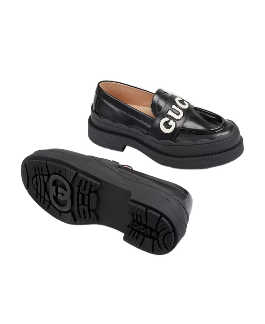 Gucci 60mm Logo-embossed Leather Loafers In Black