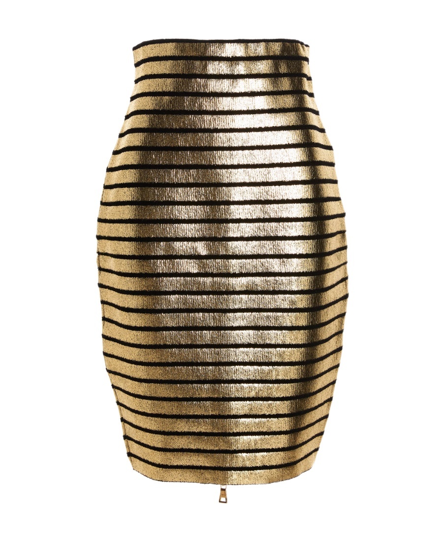 Balmain Stripe-detail Midi Skirt In Multicolor