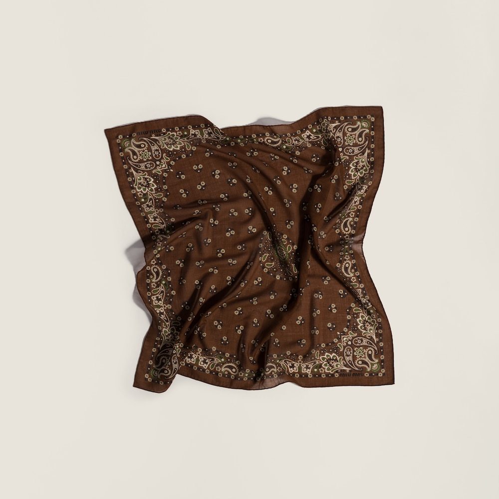 Miu Miu Printed Wool And Cashmere Scarf In Multi