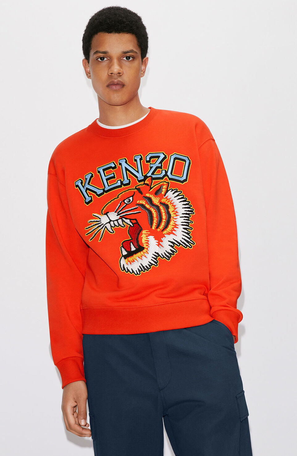 Kenzo Logo Embroidered Crewneck Sweatshirt In Red
