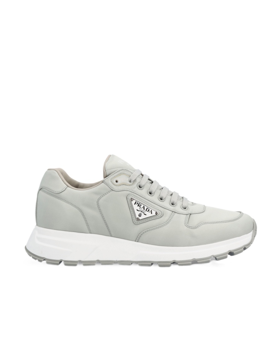 Prada Mens Grey Prax 01 Re-nylon Logo-plaque Recycled-nylon Low-top Sneakers In Granite Ash