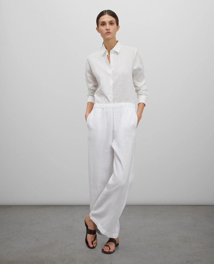 Aspesi Elasticated Straight-leg Trousers In White