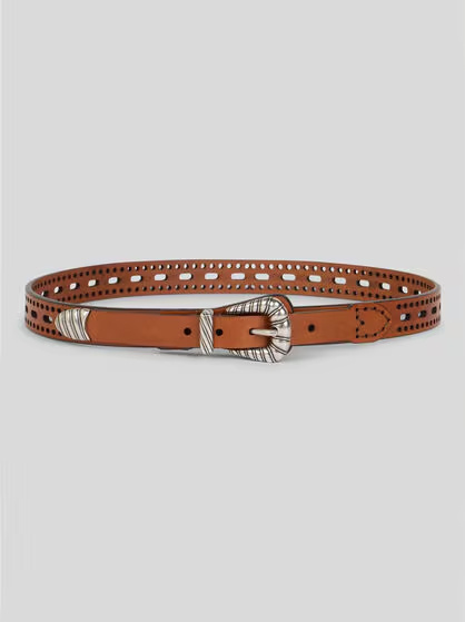 Etro Leather Belt With Openwork In Brown