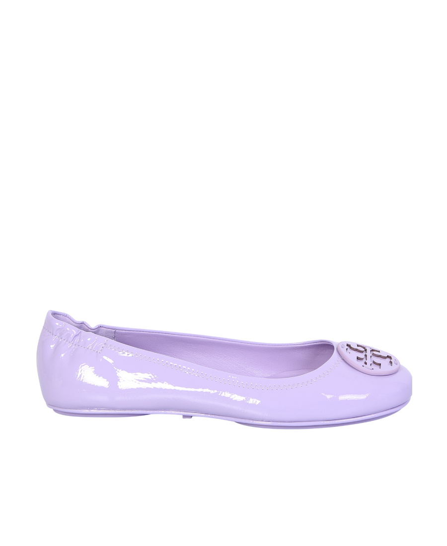 Tory Burch Minnie Logo-patch Ballerina Shoes In Purple