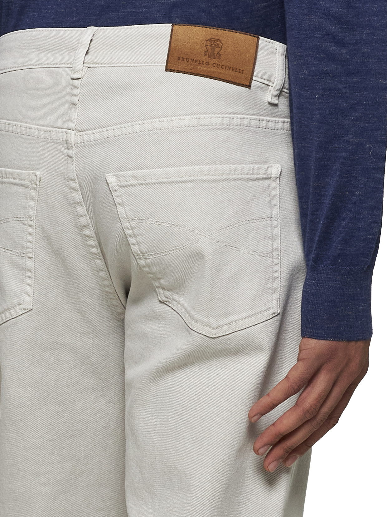 Brunello Cucinelli Beige Denim Traditional Fit Jeans In Gray