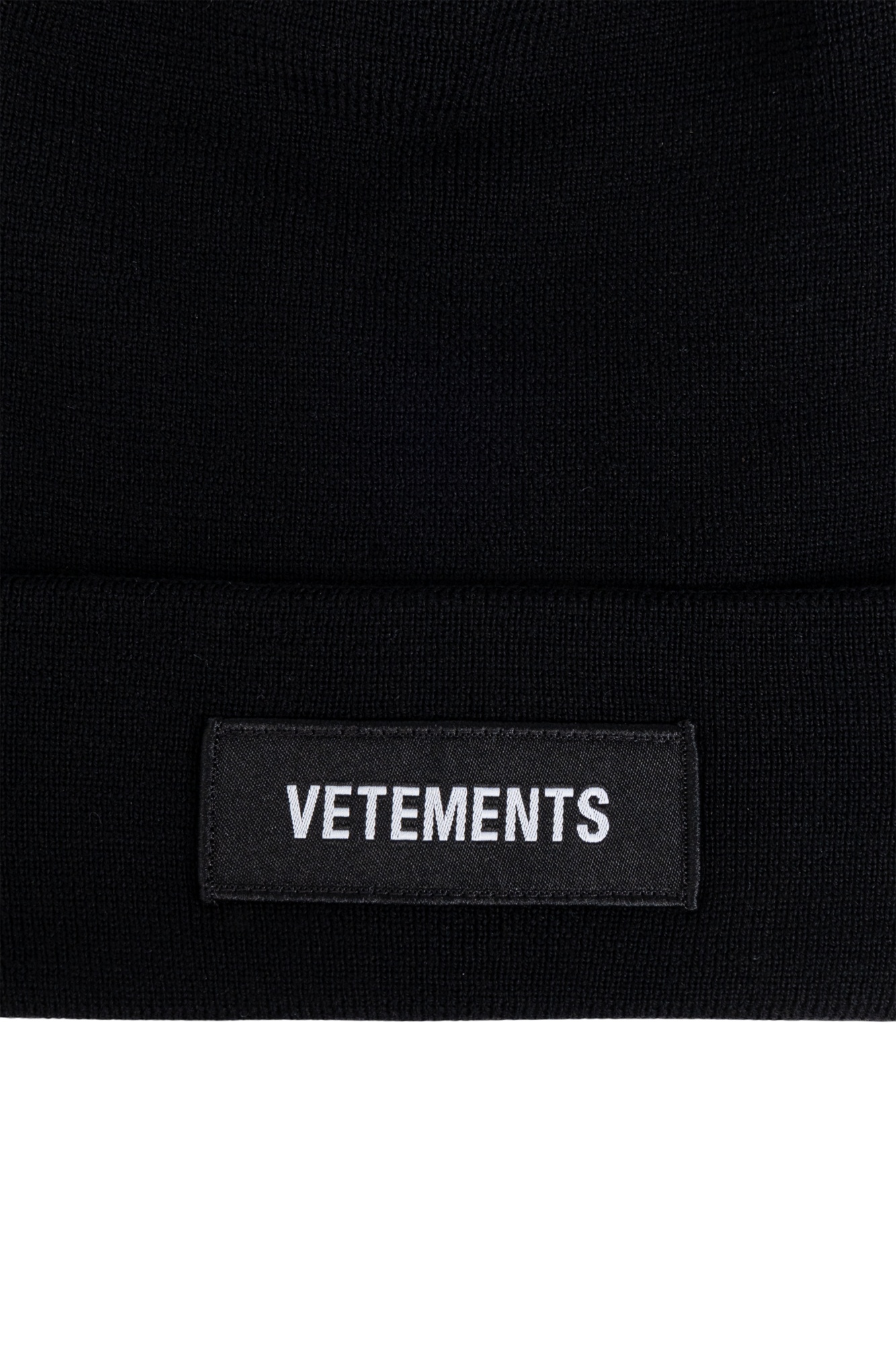 Vetements Logo Wool Beanie Hat In Black