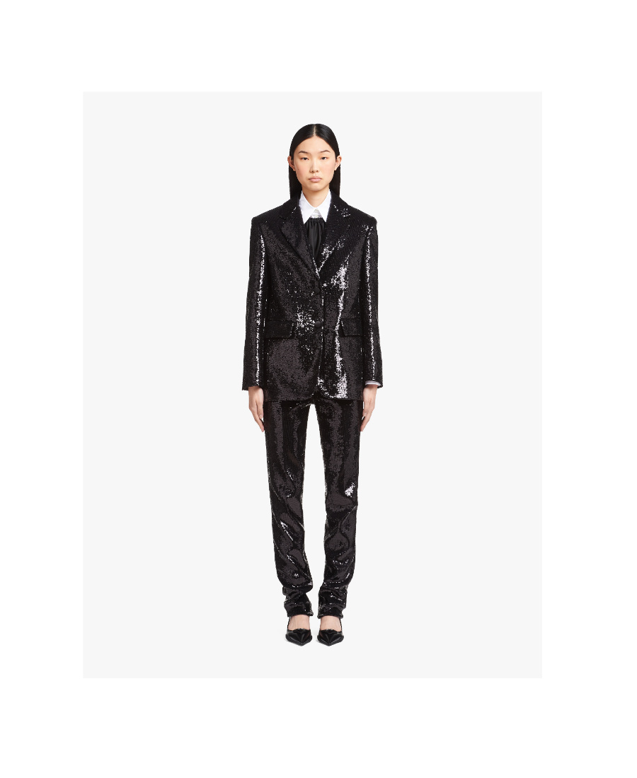 Prada Sequinned Single-breasted Blazer In Black
